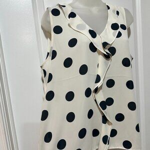 New Ann Taylor Loft Sleeveless White w/Navy Blue Polka Dot Top, Size M (NWOT)